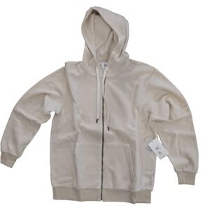 Feat Cream Full‎ Zip Hoodie Mens Medium Soft Plush Casual Loungewear